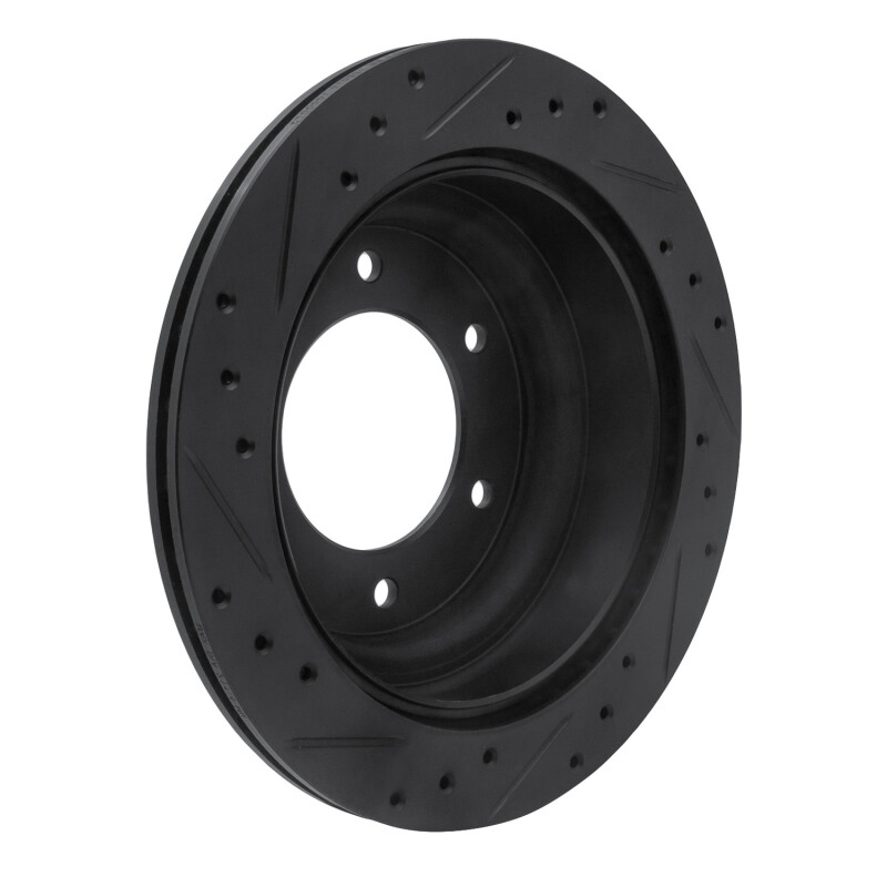 Acura SLX Brake Rotor (1) - Rear Right - R1 Concepts - Drilled & Slotted - Black - `92-`04